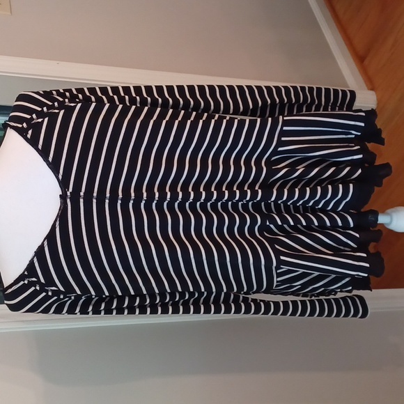 Free People Tangerine Black White Striped Oversized Peplum Top M - Picture 8 of 15